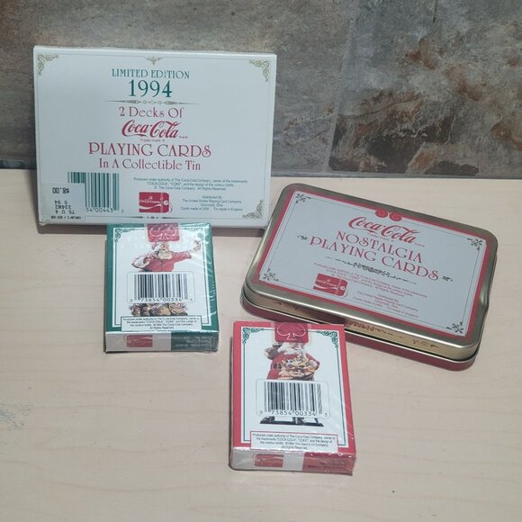 Coca Cola Playing Cards Santa 2 Decks In A Collectible Tin 1994 Limited Edition - Picture 5 of 9